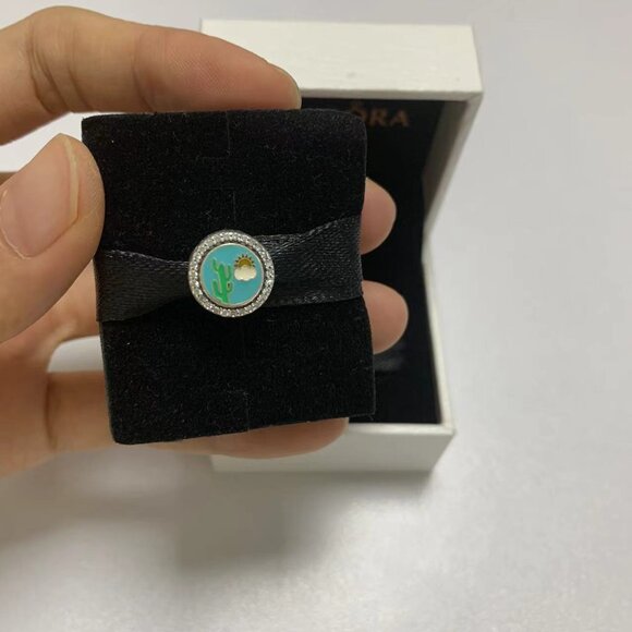 Pandora Jewelry - Pandora Destinations Aruba Island Blue Cactus Sterling Silver Barrel Charm